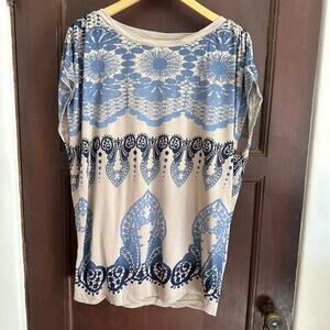 3.1 PHILLIP LIM | Vintage Y2K Silk Jersey Printed Cap Sleeve Tunic Dress - Sz M